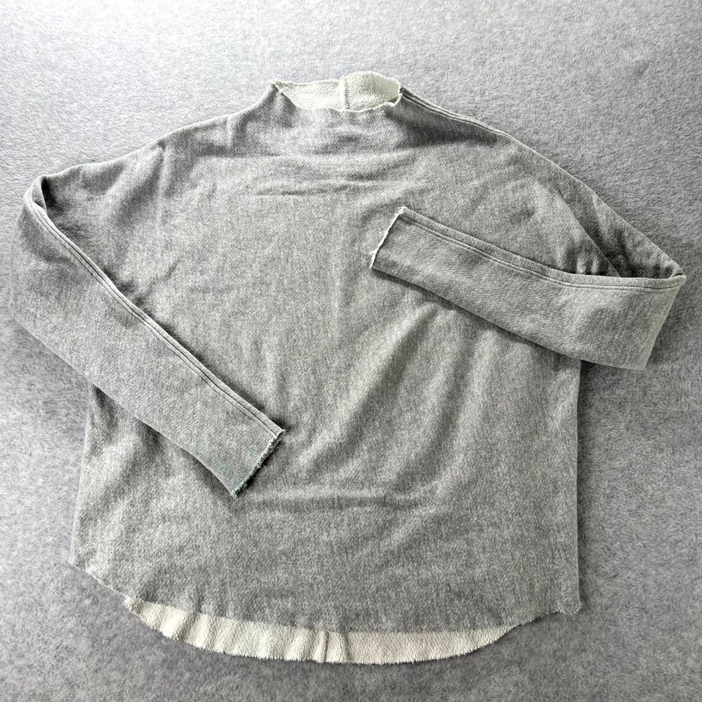 Perfectwhitetee Sweatshirt Womens XS Gray Cotton French Terry Raw Edge USA Made